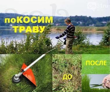 Покос травы бензо триммером на вашем участке, уборка прошлогодней травы, вывоз мусора